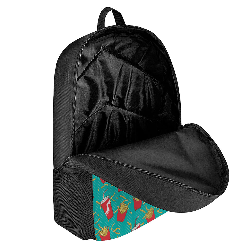 French Fries And Cola Pattern Print 17 Inch Backpack