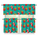 French Fries And Cola Pattern Print 3 Piece Kitchen Curtains