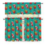 French Fries And Cola Pattern Print 3 Piece Kitchen Curtains