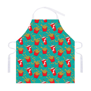 French Fries And Cola Pattern Print Adjustable Apron