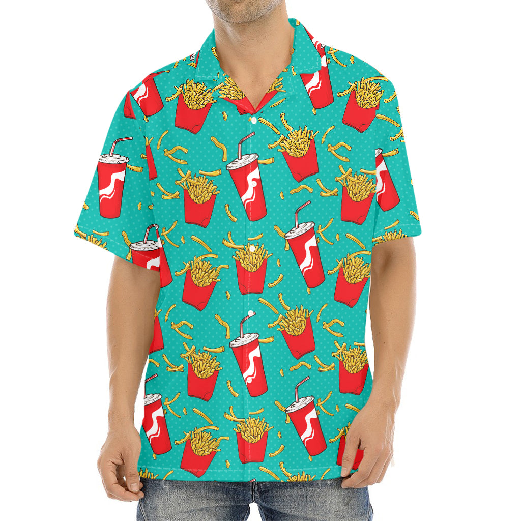 French Fries And Cola Pattern Print Aloha Shirt