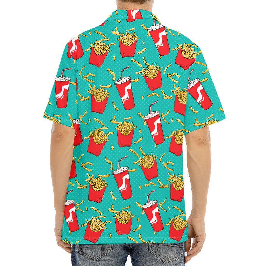 French Fries And Cola Pattern Print Aloha Shirt