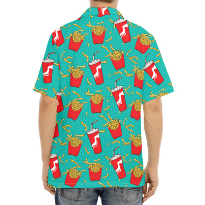 French Fries And Cola Pattern Print Aloha Shirt
