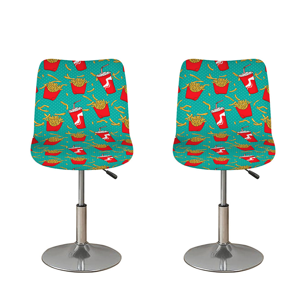 French Fries And Cola Pattern Print Bar Stool Covers