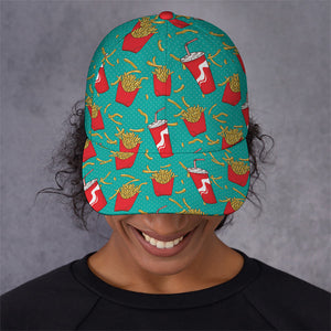 French Fries And Cola Pattern Print Baseball Cap