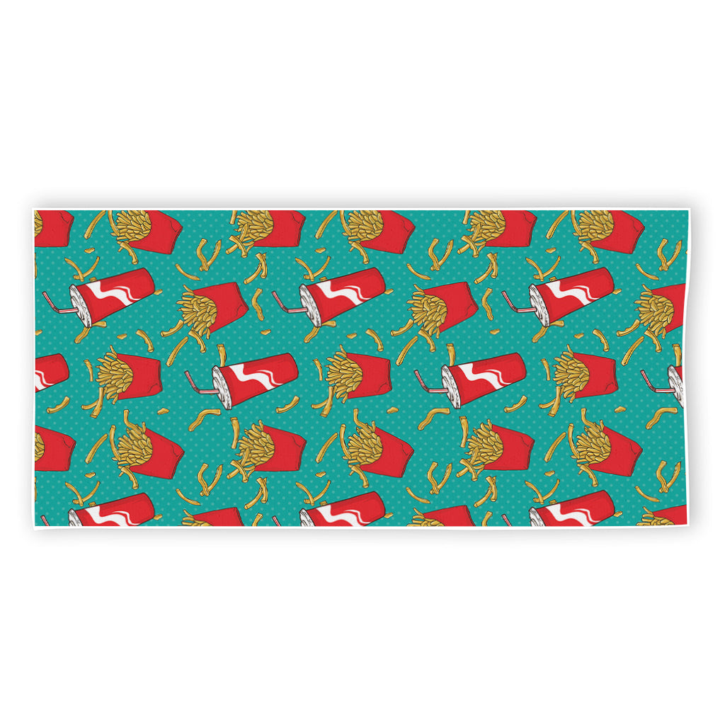 French Fries And Cola Pattern Print Beach Towel
