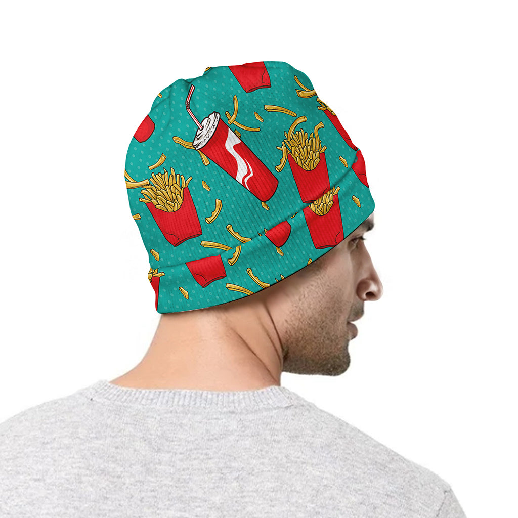 French Fries And Cola Pattern Print Beanie