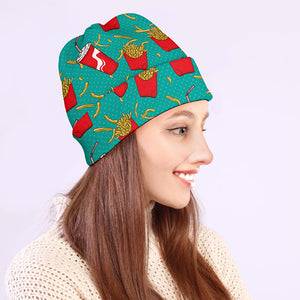 French Fries And Cola Pattern Print Beanie