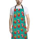 French Fries And Cola Pattern Print Bib Apron With Pocket
