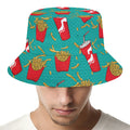 French Fries And Cola Pattern Print Bucket Hat