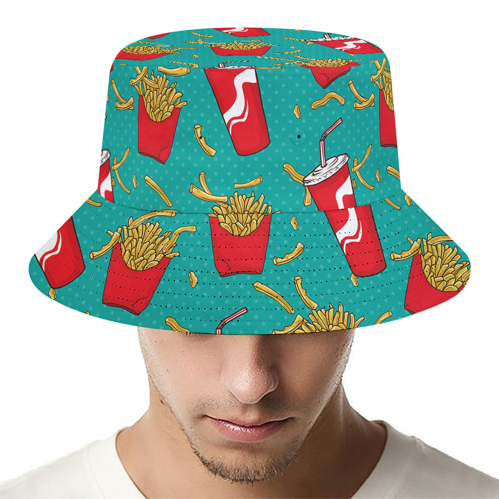 French Fries And Cola Pattern Print Bucket Hat