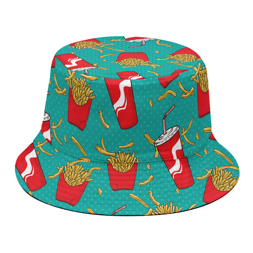 French Fries And Cola Pattern Print Bucket Hat
