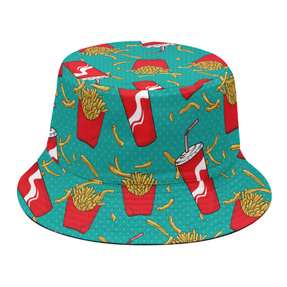French Fries And Cola Pattern Print Bucket Hat