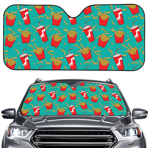 French Fries And Cola Pattern Print Car Windshield Sun Shade