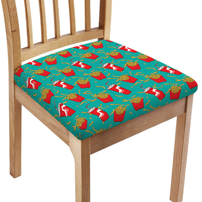 French Fries And Cola Pattern Print Chair Cushion Cover