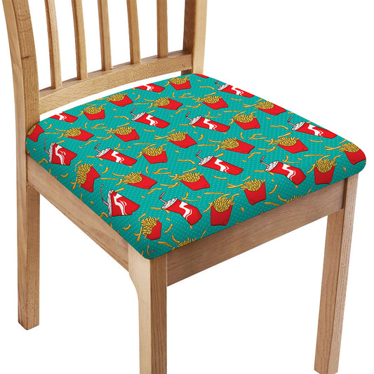 French Fries And Cola Pattern Print Chair Cushion Cover