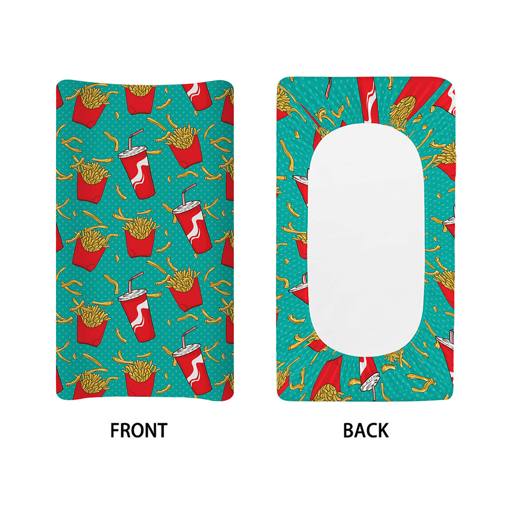 French Fries And Cola Pattern Print Changing Pad Cover