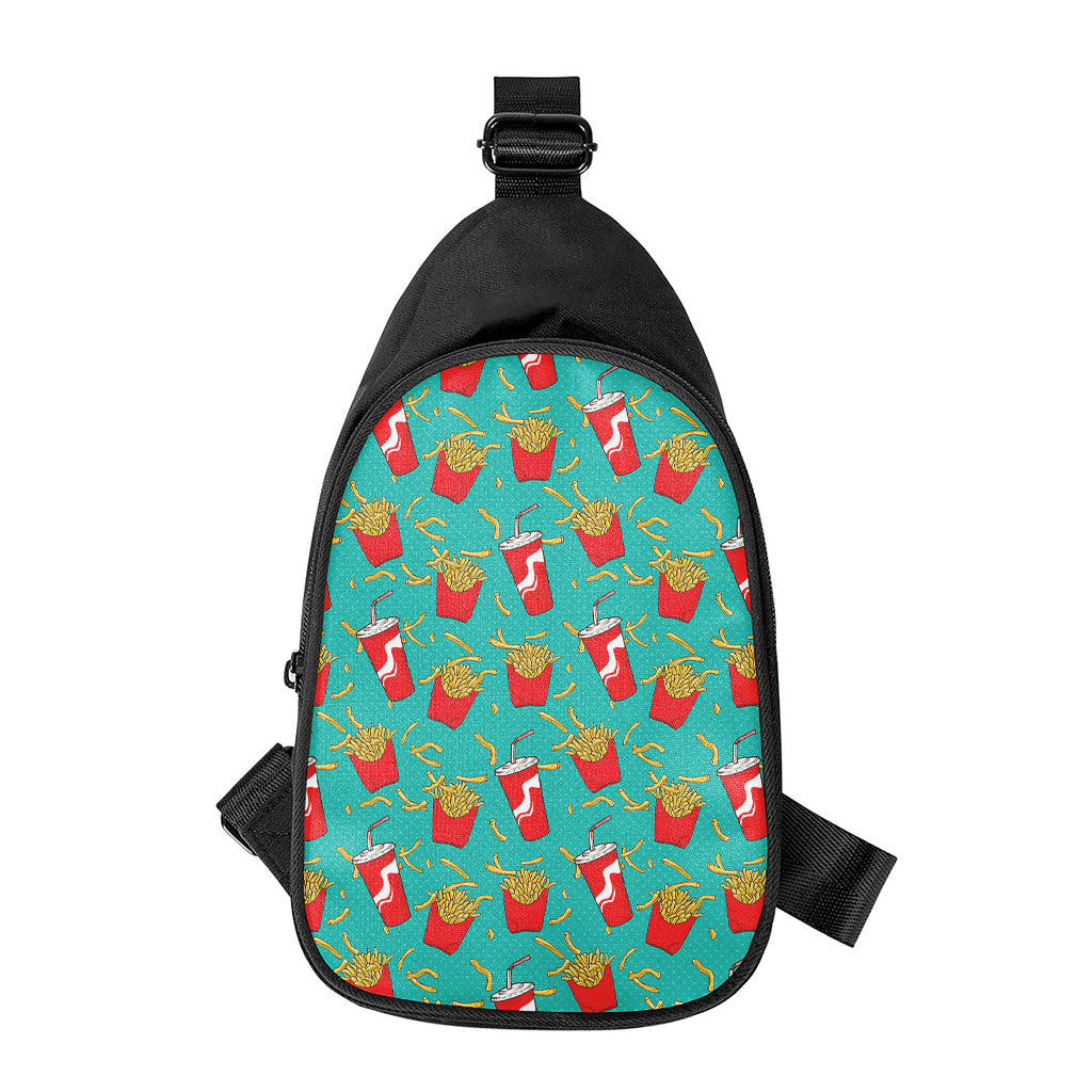 French Fries And Cola Pattern Print Chest Bag