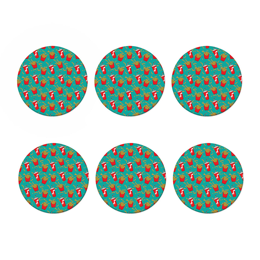 French Fries And Cola Pattern Print Coaster Set