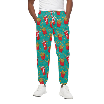 French Fries And Cola Pattern Print Cotton Pants