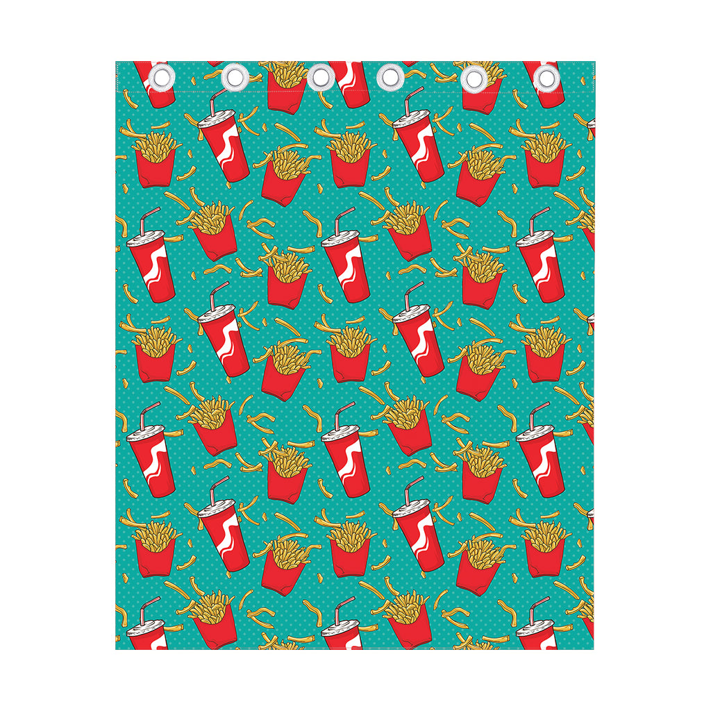 French Fries And Cola Pattern Print Curtain