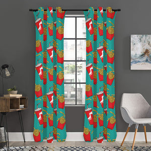 French Fries And Cola Pattern Print Curtain