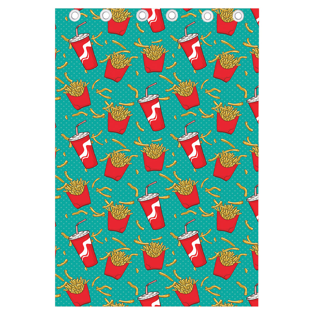 French Fries And Cola Pattern Print Curtain