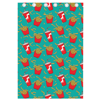 French Fries And Cola Pattern Print Curtain