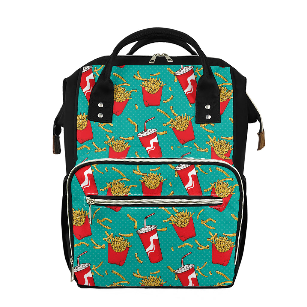 French Fries And Cola Pattern Print Diaper Bag