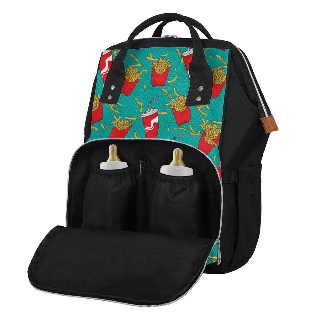 French Fries And Cola Pattern Print Diaper Bag