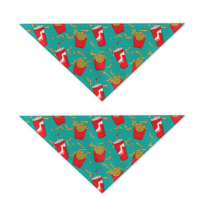French Fries And Cola Pattern Print Dog Bandana