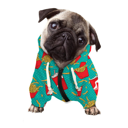 French Fries And Cola Pattern Print Dog Zip Up Hoodie