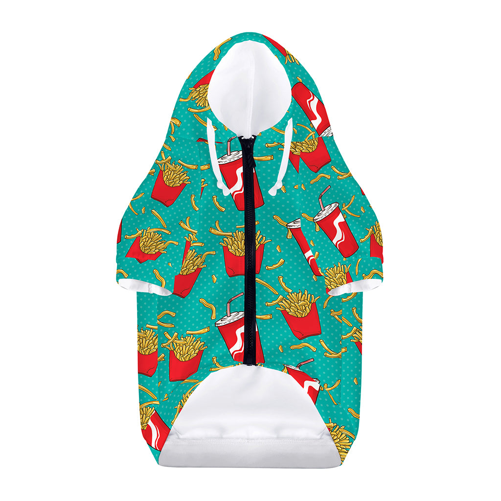French Fries And Cola Pattern Print Dog Zip Up Hoodie