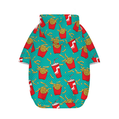 French Fries And Cola Pattern Print Dog Zip Up Hoodie