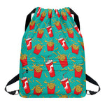 French Fries And Cola Pattern Print Drawstring Backpack