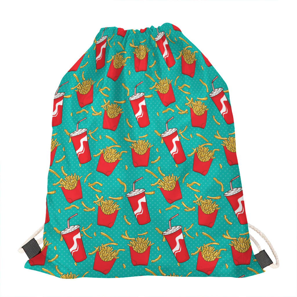 French Fries And Cola Pattern Print Drawstring Bag