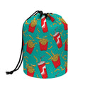 French Fries And Cola Pattern Print Drawstring Makeup Bag