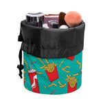 French Fries And Cola Pattern Print Drawstring Makeup Bag