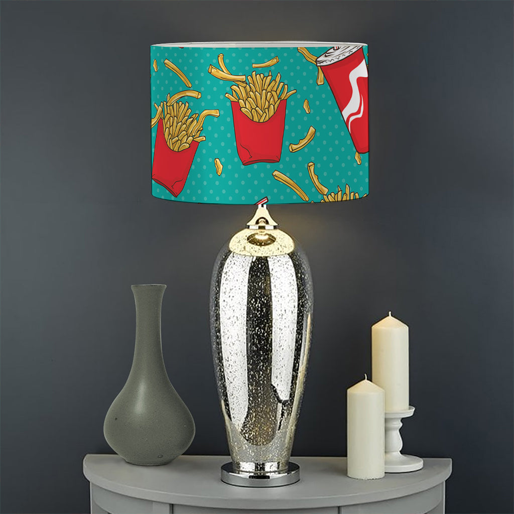 French Fries And Cola Pattern Print Drum Lamp Shade