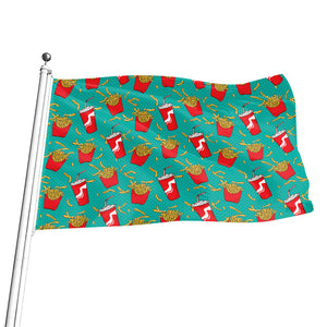 French Fries And Cola Pattern Print Flag