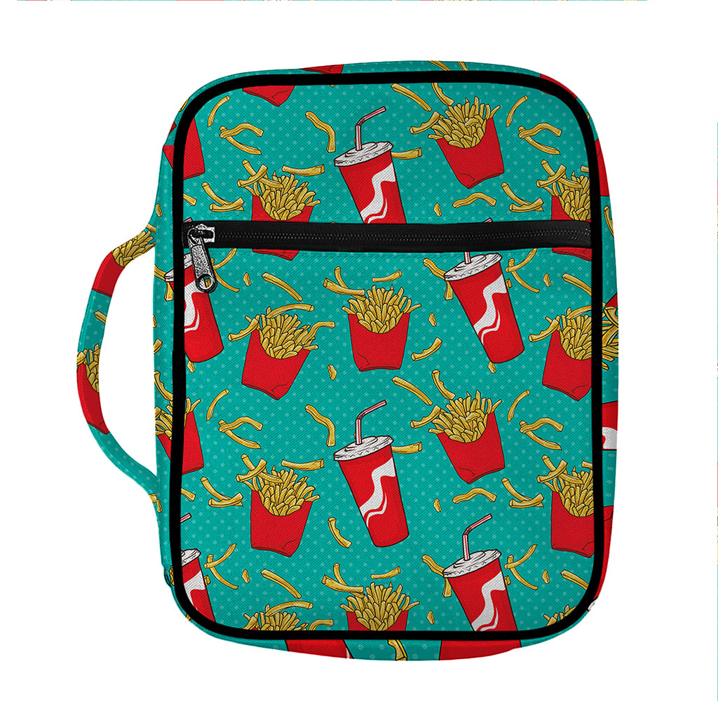 French Fries And Cola Pattern Print Front Pocket Bible Bag