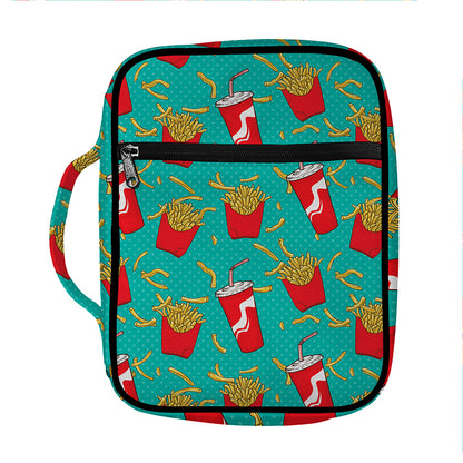 French Fries And Cola Pattern Print Front Pocket Bible Bag