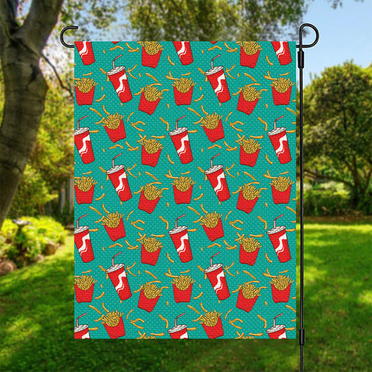 French Fries And Cola Pattern Print Garden Flag