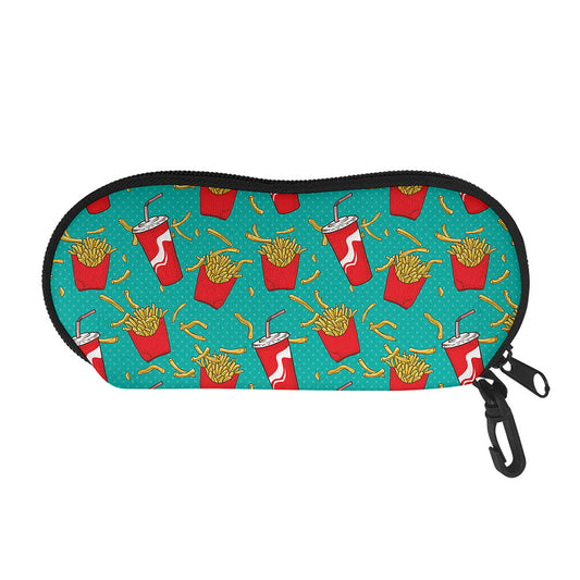 French Fries And Cola Pattern Print Glasses Case
