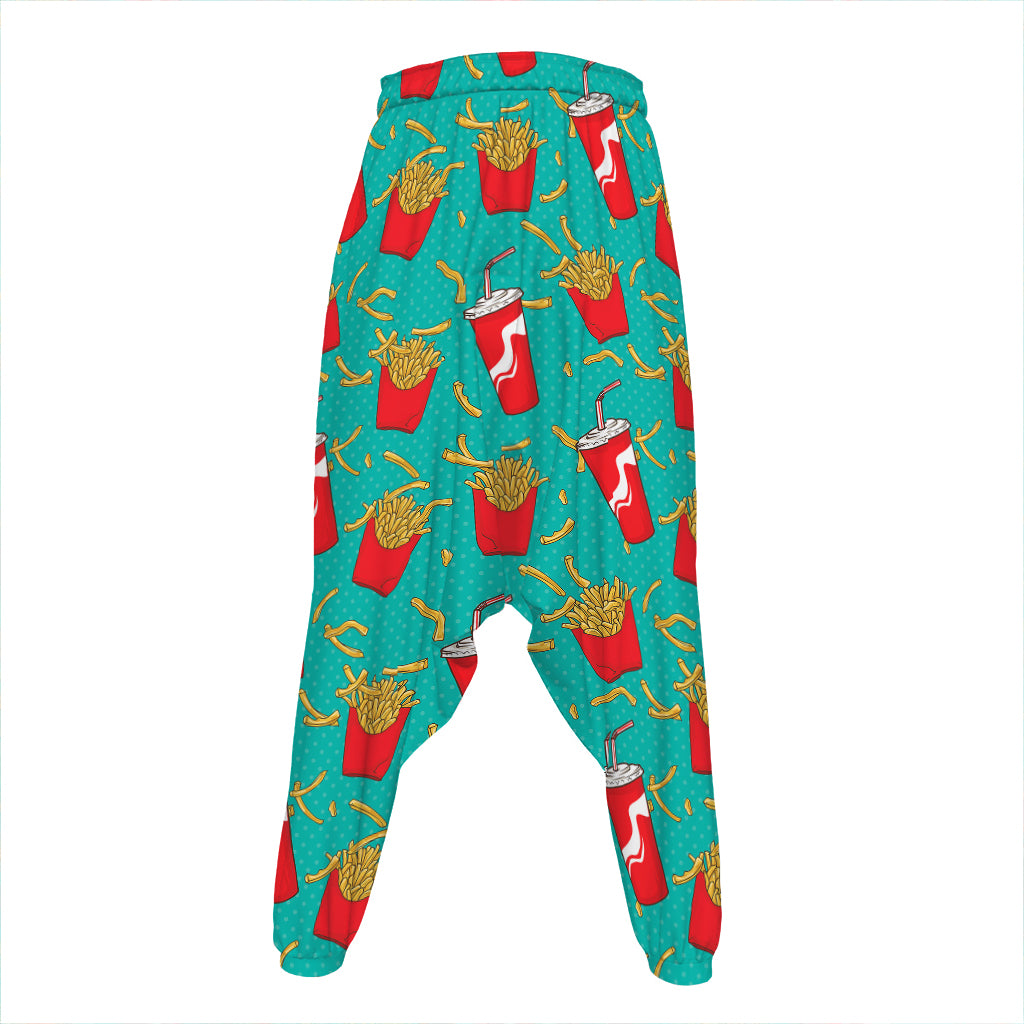 French Fries And Cola Pattern Print Hammer Pants