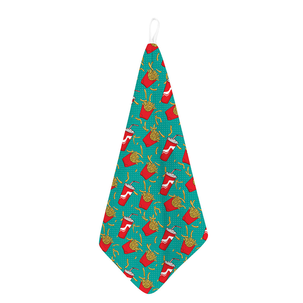 French Fries And Cola Pattern Print Hand Towel