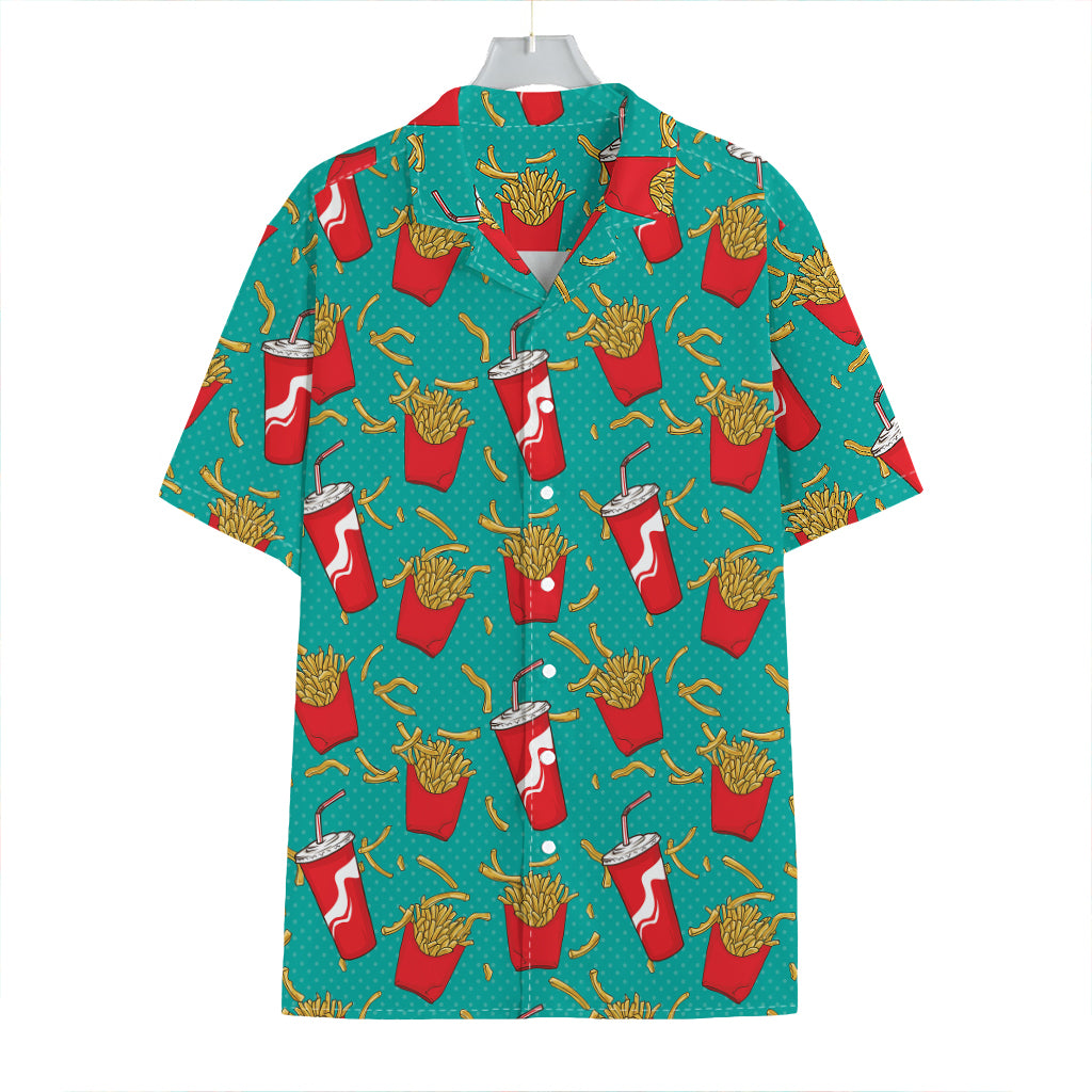 French Fries And Cola Pattern Print Hawaiian Shirt