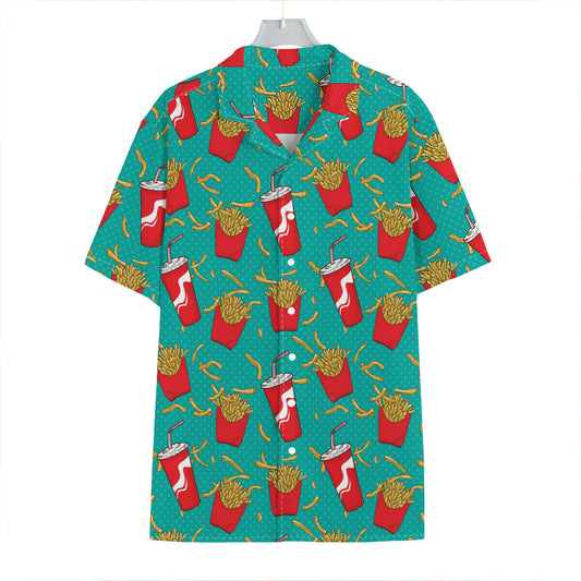 French Fries And Cola Pattern Print Hawaiian Shirt