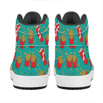 French Fries And Cola Pattern Print High Top Leather Sneakers