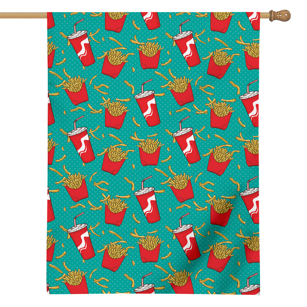 French Fries And Cola Pattern Print House Flag